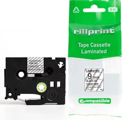 Rillprint ruban Tze compatible pour Brother TZe-121, 9 mm, noir sur transparent
