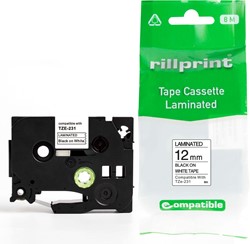 Rillprint ruban Tze compatible pour Brother TZe-231, 12 mm, noir sur blanc
