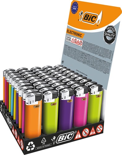 BIC Maxi briquet electronique, présentoir de 50 pièces