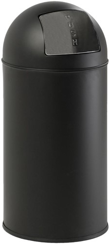 Eko vuilbak met push-deksel 40 l, mat RVS, zwart
