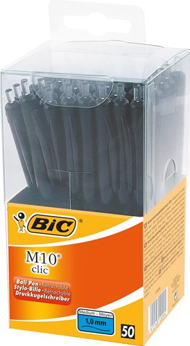 Bic stylo bille M10 Clic, boîte de  50 stuks, noir 1 Stuk