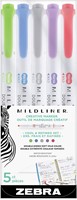 ZEBRA MILDLINER surligneur à deux pointes, Cool, étui de 5 pièces, en couleurs assorties