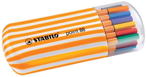 STABILO point 88 fineliner, Zebrui box, étui de 20 pièces en couleurs assorties-2