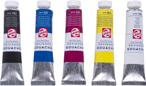 Talens gouache Extra Fine, tube de 20 ml, boîte de 5 tubes en couleurs assorties