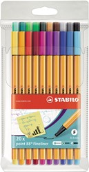 STABILO point 88 fineliner, étui de 20 pièces en couleurs assorties