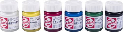 Talens gouache Extra Fine, flacon de 16 ml, set de 6 flacons en couleurs primaires