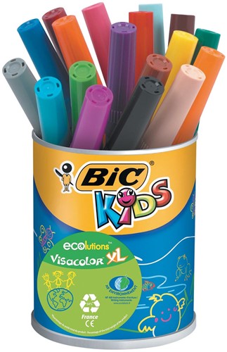Bic Kids Feutre Visacolor XL Ecolutions, 18 feutres en pot métallique