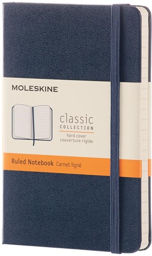 Moleskine carnet de notes, ft 9 x 14 cm, ligné, couverture solide, 192 pages, saphir