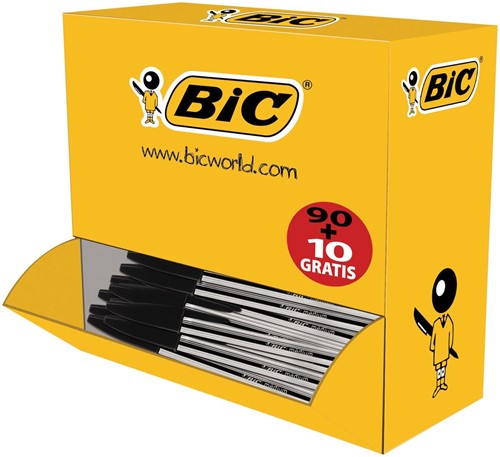Bic stylo bille Cristal Medium, offre spéciale 90 + 10 gratuit, noir 100 Stuk