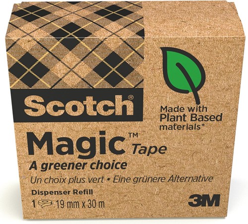 Ruban adhésif Magic  Tape A Greener Choice, ft 19 mm x 3 0 m, boîte de 1 rouleau