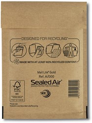 Mail Lite luchtkussenenveloppen, goud, A/000, 110 x 160 mm, doos van 200 stuks