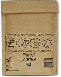Mail Lite luchtkussenenveloppen, goud, C/0, 150 x 210 mm, doos van 200 stuks