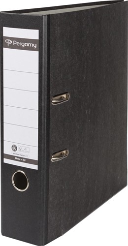 Pergamy ordner,  voor ft A4, uit karton, rug van 8 cm, gewolkt zwart