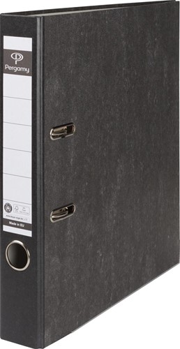 Pergamy classeur, pour ft A4, en carton, dos de 5 cm, marbré, noir