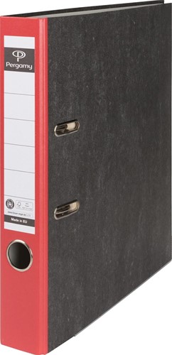 Pergamy classeur, pour ft A4,en carton, dos de 5 cm, marbré, rouge