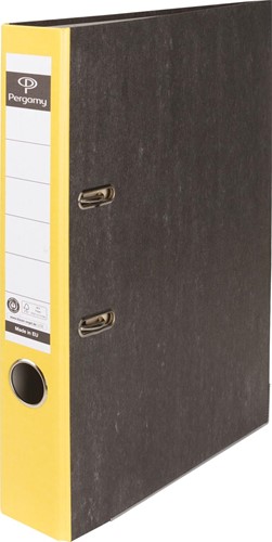 Pergamy classeur, pour ft A4,en carton, dos de 5 cm, marbré, jaune