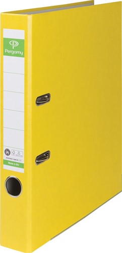 Pergamy classeur, pour ft A4, en carton recouvert de Plastique Recycolor, dos de 5 cm, jaune