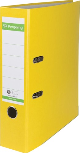 Pergamy classeur, pour ft A4, en carton recouvert de Plastique Recycolor, dos de 8 cm, jaune