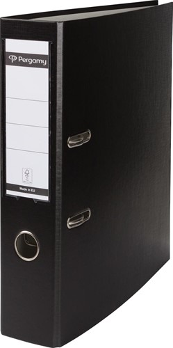 Pergamy classeur, pour ft A4, en carton recouvert de PP, sans bord de protection, dos de 7,5 cm, noir