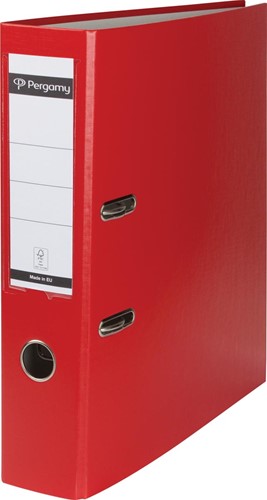 Pergamy classeur, pour ft A4, en carton recouvert de PP, sans bord de protection, dos de 7,5 cm, rouge