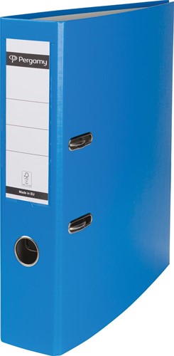 Pergamy classeur, pour ft A4, en carton recouvert de PP, sans bord de protection, dos de 7,5 cm, bleu cla