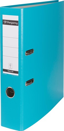 Pergamy classeur, pour ft A4, en carton recouvert de PP, sans bord de protection, dos de 7,5 cm, turquois