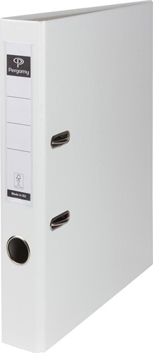 Pergamy classeur, pour ft A4, en carton recouvert de PP, sans bord de protection, dos de 5 cm, blanc