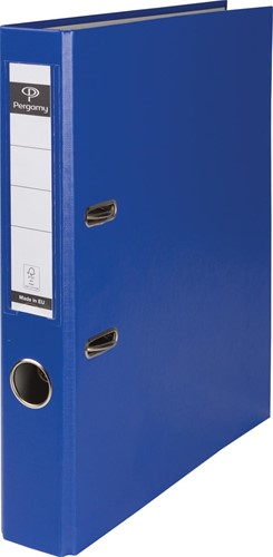 Pergamy classeur, pour ft A4, en carton recouvert de PP, sans bord de protection, dos de 5 cm, bleu