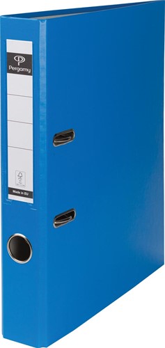 Pergamy classeur, pour ft A4, en carton recouvert de PP, sans bord de protection, dos de 5 cm, bleu clair