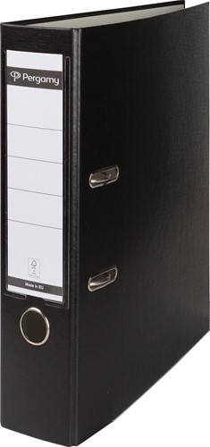 Pergamy classeur, pour ft A4, en carton recouvert de PP, avec bord de protection, dos de 8 cm, noir