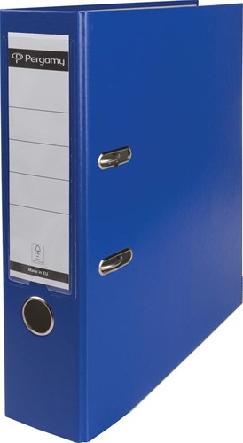 Pergamy classeur, pour ft A4, en carton recouvert de PP, avec bord de protection, dos de 8 cm, bleu