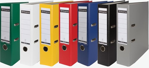 Pergamy classeur, pour ft A4, en carton recouvert de PP, avec bord de protection, dos de 8 cm, couleurs a