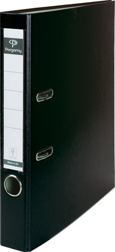 Pergamy classeur, pour ft A4, en carton recouvert de PP, avec bord de protection, dos de 5 cm, noir