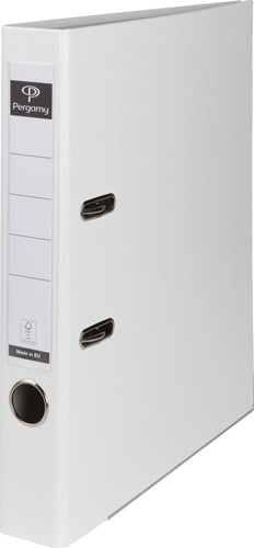Pergamy classeur, pour ft A4, en carton recouvert de PP, avec bord de protection, dos de 5 cm, blanc