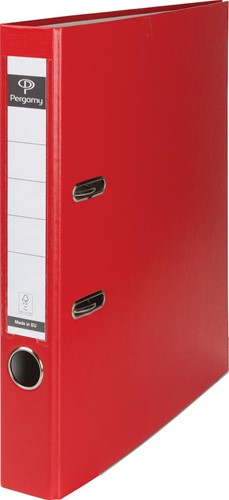Pergamy classeur, pour ft A4, en carton recouvert de PP, avec bord de protection, dos de 5 cm, rouge