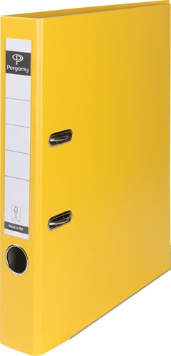 Pergamy classeur, pour ft A4, en carton recouvert de PP, avec bord de protection, dos de 5 cm, jaune