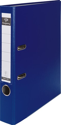 Pergamy classeur, pour ft A4, en carton recouvert de PP, avec bord de protection, dos de 5 cm, bleu foncé