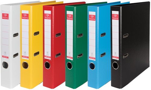 Pergamy ordner, voor ft A4, volledig uit PP, rug van 5 cm, geassorteerde kleuren
