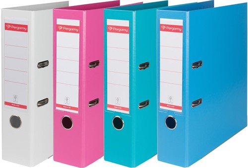 Pergamy ordner, voor ft A4, volledig uit PP, rug van 8 cm, geassorteerde kleuren