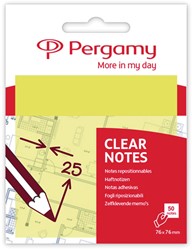Pergamy notes transparentes, ft 76 x 76 mm, 50 feuilles, jaune