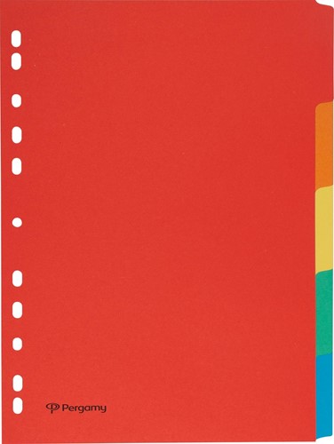 Pergamy tabbladen ft A4, 11-gaatsperforatie, karton, geassorteerde kleuren, 5 tabs