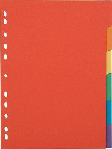 Pergamy intercalaires, ft A4, en carton, 6 onglets, 11 trous, en couleurs assorties