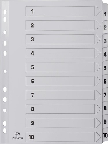 Pergamy intercalaires avec page de garde, ft A4, perforation 11 trous, carton, set 1-10