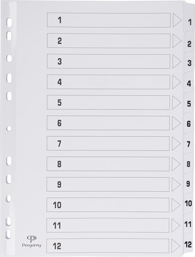 Pergamy intercalaires avec page de garde, ft A4, perforation 11 trous, carton, set 1-12