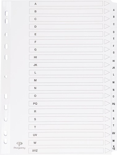 Pergamy intercalaires avec page de garde, ft A4, perforation 11 trous, A-Z avec 20 onglets