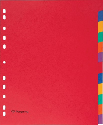 Pergamy intercalaires ft A4 maxi, perforation 11 trous, carton solide, couleurs assorties, 12 onglets