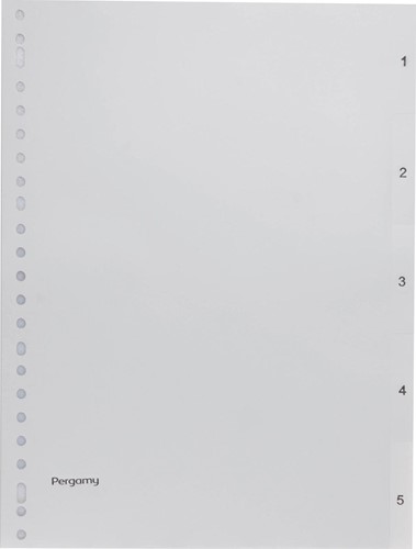 Pergamy intercalaires, ft A4, perforation 23 trous, PP gris, set 1-5