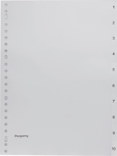 Pergamy intercalaires, ft A4, perforation 23 trous, PP gris, set 1-10