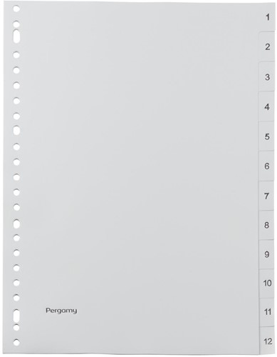 Pergamy intercalaires, ft A4, perforation 23 trous, PP gris, set 1-12