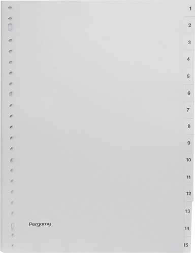 Pergamy intercalaires, ft A4, perforation 23 trous, PP gris, set 1-15
